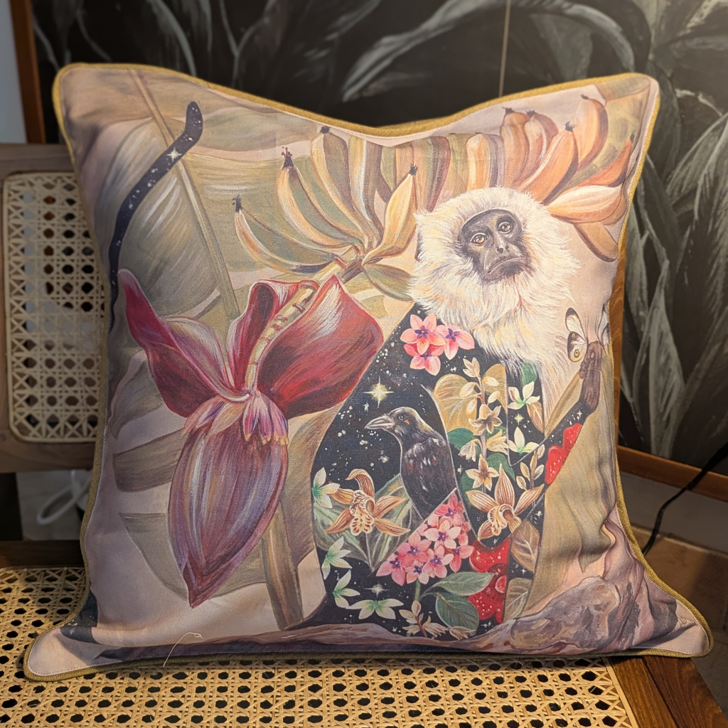 Magical Grey Langur Cushion Cover - Balder The Artist