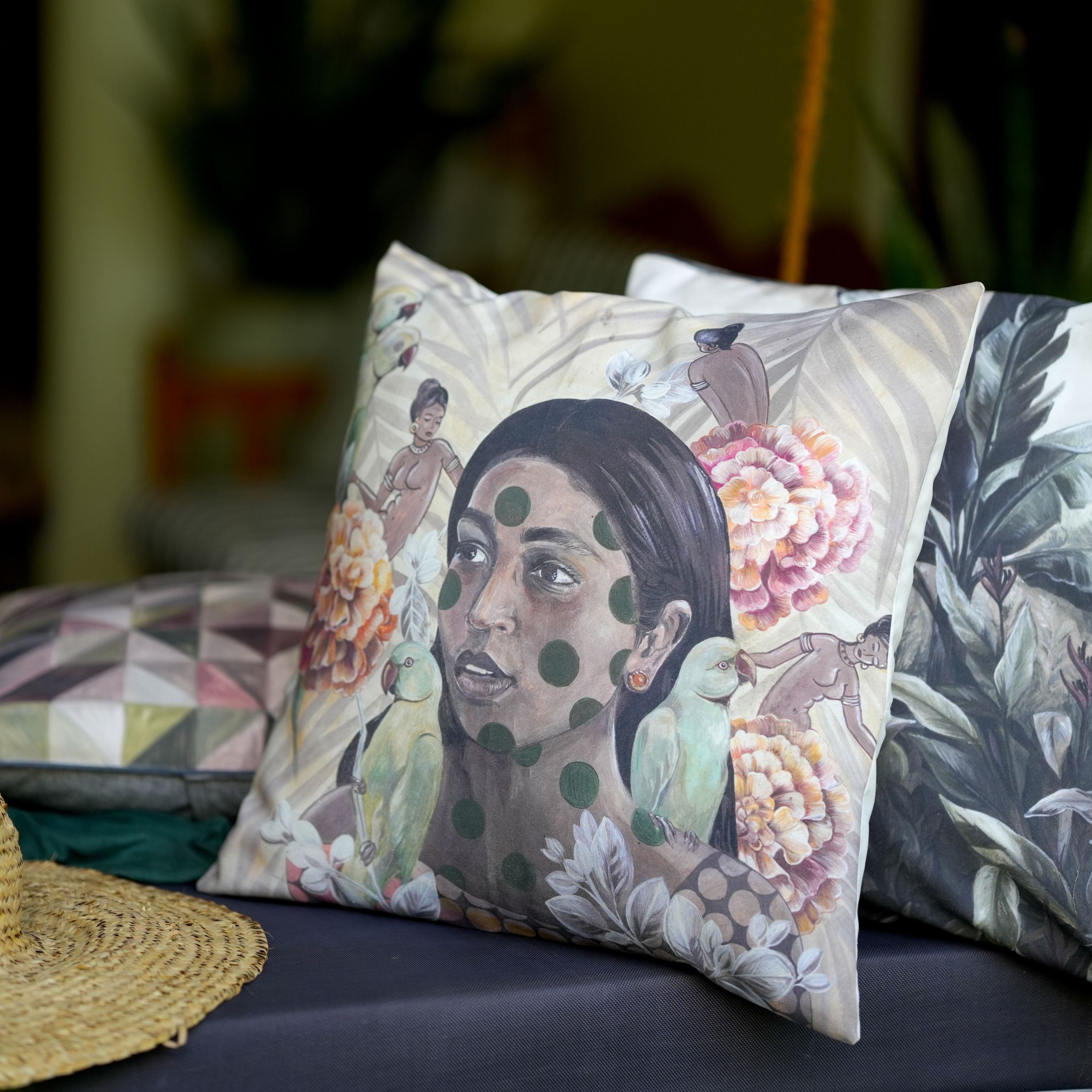 The Listening Lady Cushion Cover - Balder The Artist